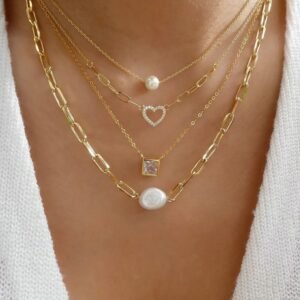 Ethereal Layers Gem & Pearl Necklace Set