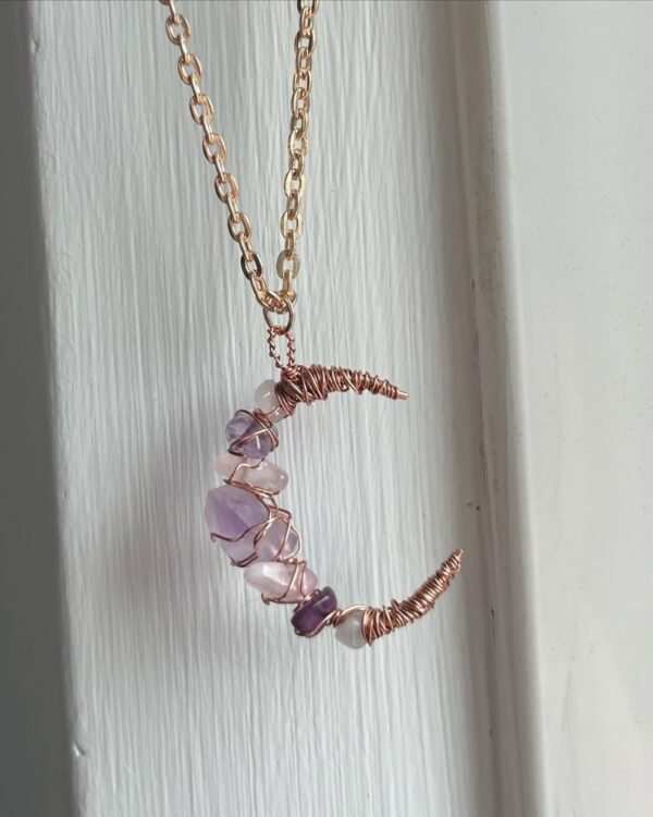 Lunar Bloom Crystal Crescent Necklace