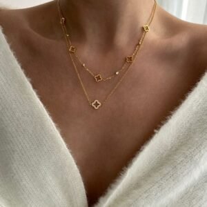 Gilded Clover Radiance Layered Necklace