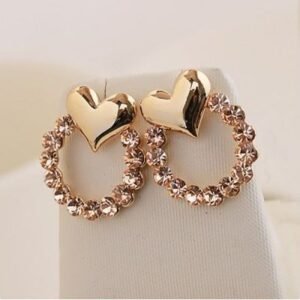 Golden Heart Crystal Hoop Earrings